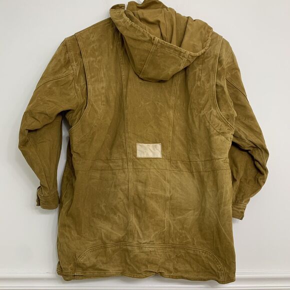 Vintage 90s Slick Jeans Mens Large Skate Baggy Heavy Denim Hooded Chore Coat - Picture 5 of 7